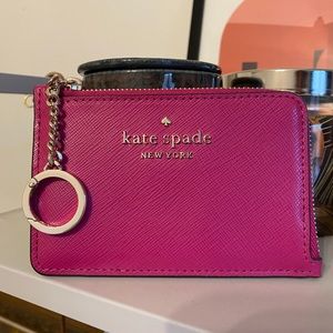 Kate Spade L-Zip Fuchsia Pink Card Holder Staci